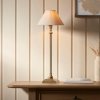 Klasyczna lampka stołowa nocna abażurowa lniana mosiężna minimalistyczna uniwersalna Lille 118122 ENDON